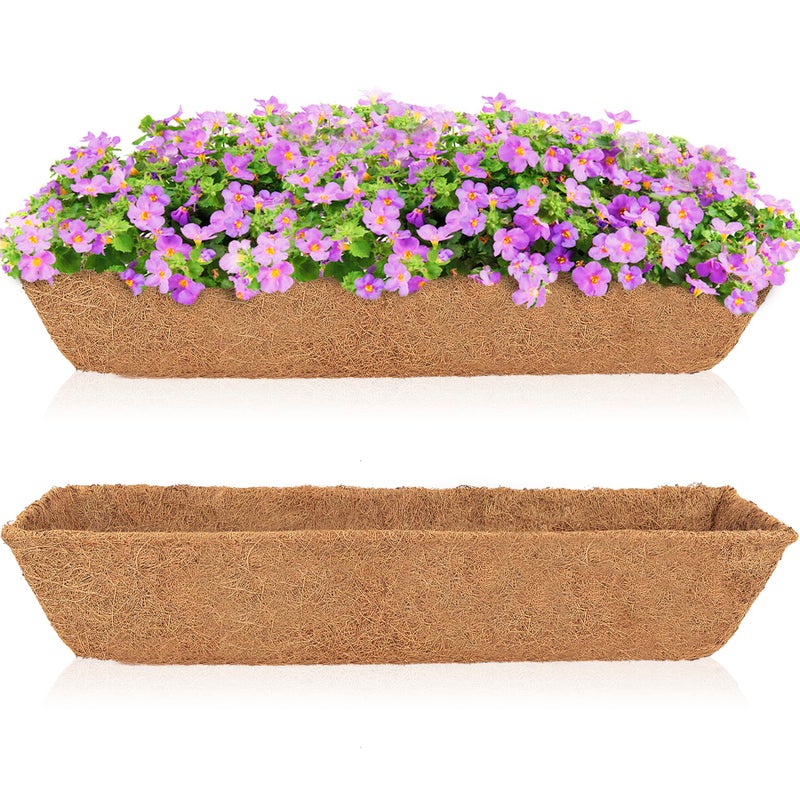HFHOME 2Pcs 24" Trough Coco Fiber Replacement Liner, Natural 24 in Window Deck Coco Replacement Liner for Window Box - Image 1
